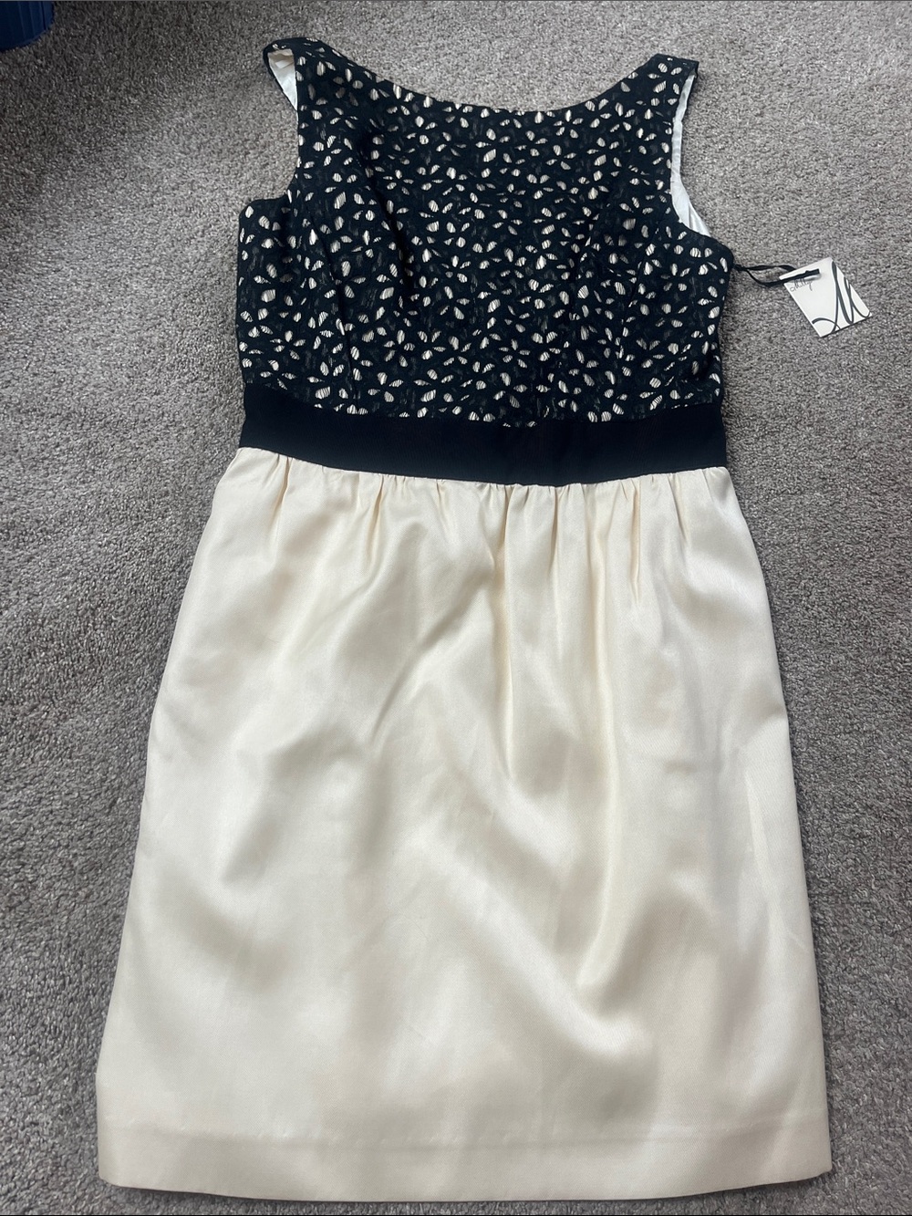 NWT Milly of New York Wool Silk Cotton Black Lace Cream Party Dress Bow Back sz6 - Picture 4 of 16